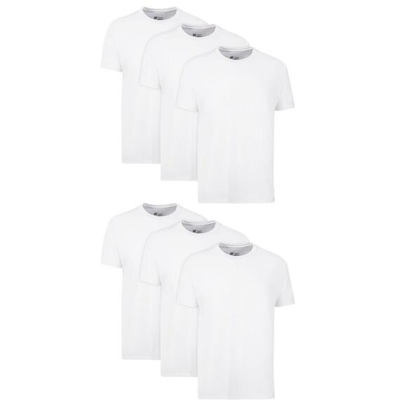 Hanes Men's White Crewneck Undershirts, 6-Pack Cotton Tagless T-Shirts, Size L - Picture 2 of 5